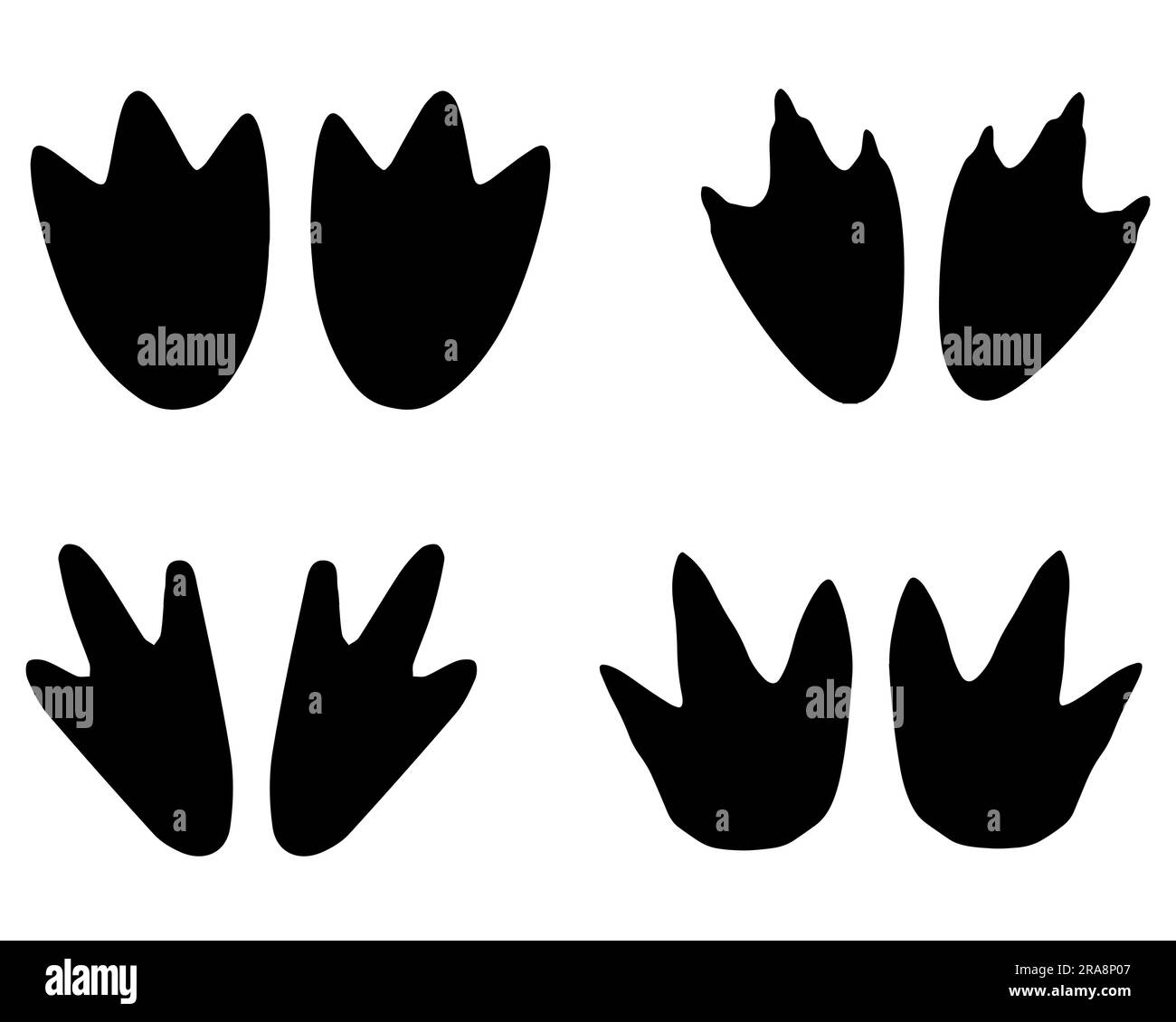 Set di silhouette Penguin Footprints Illustrazione Vettoriale