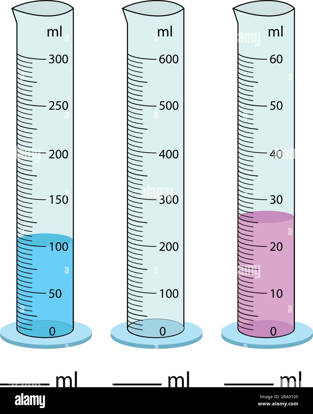 Cilindro graduato. Illustrazione vettoriale. Volume di misurazione chimica  in vetro vettoriale con tubo graduato cilindrico. Misurazione del volume  del bicchiere Immagine e Vettoriale - Alamy