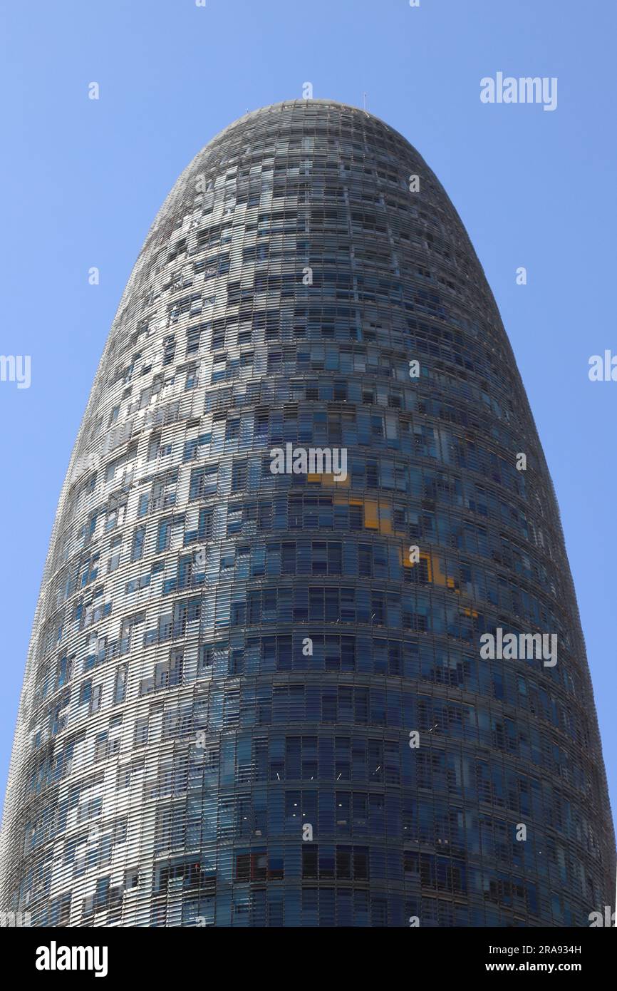 Glories Tower o Agbar Tower detail, Barcellona, Spagna, moderno grattacielo della città europea Foto Stock
