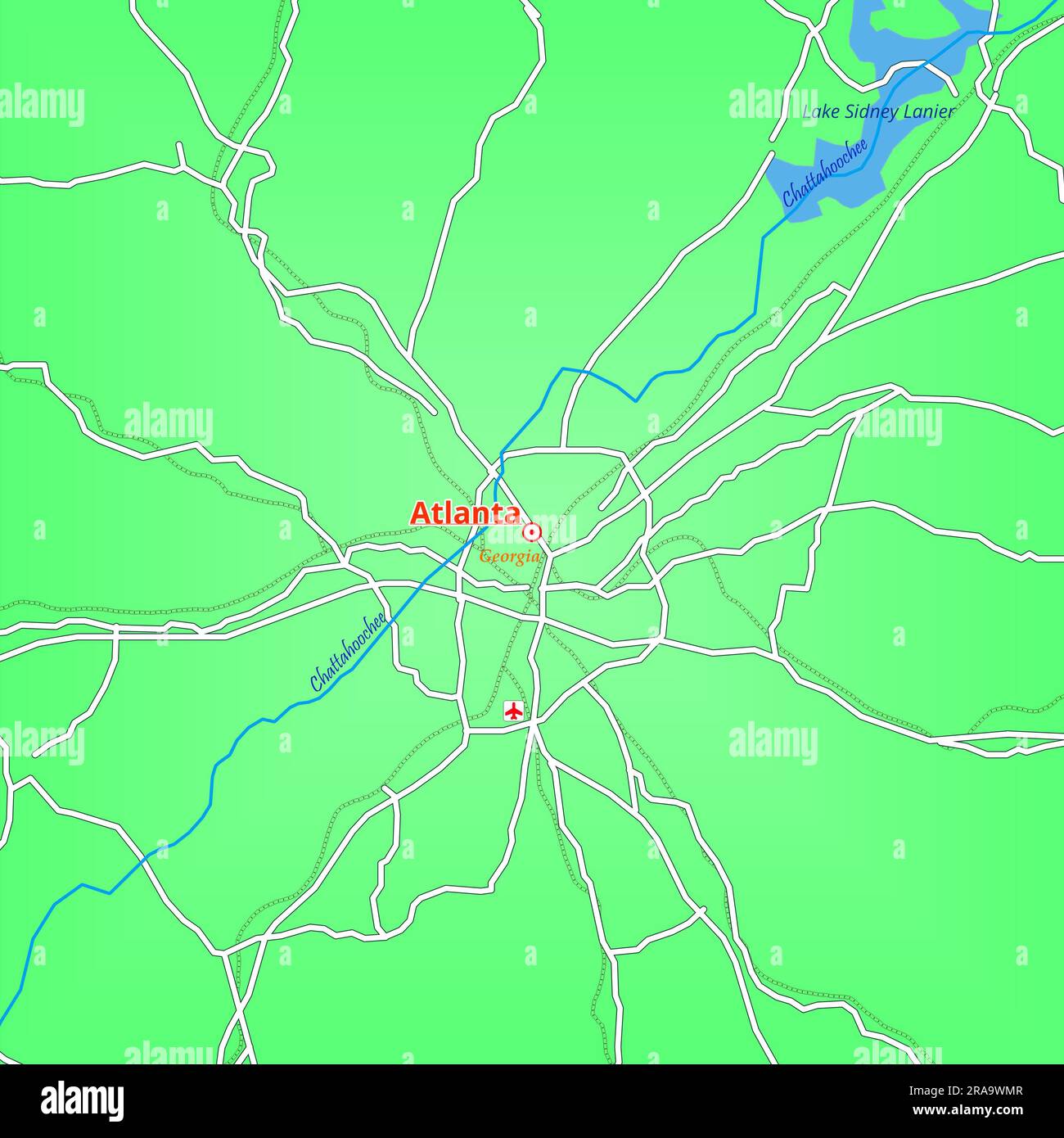 Mappa di Atlanta City negli Stati Uniti d'America Foto Stock