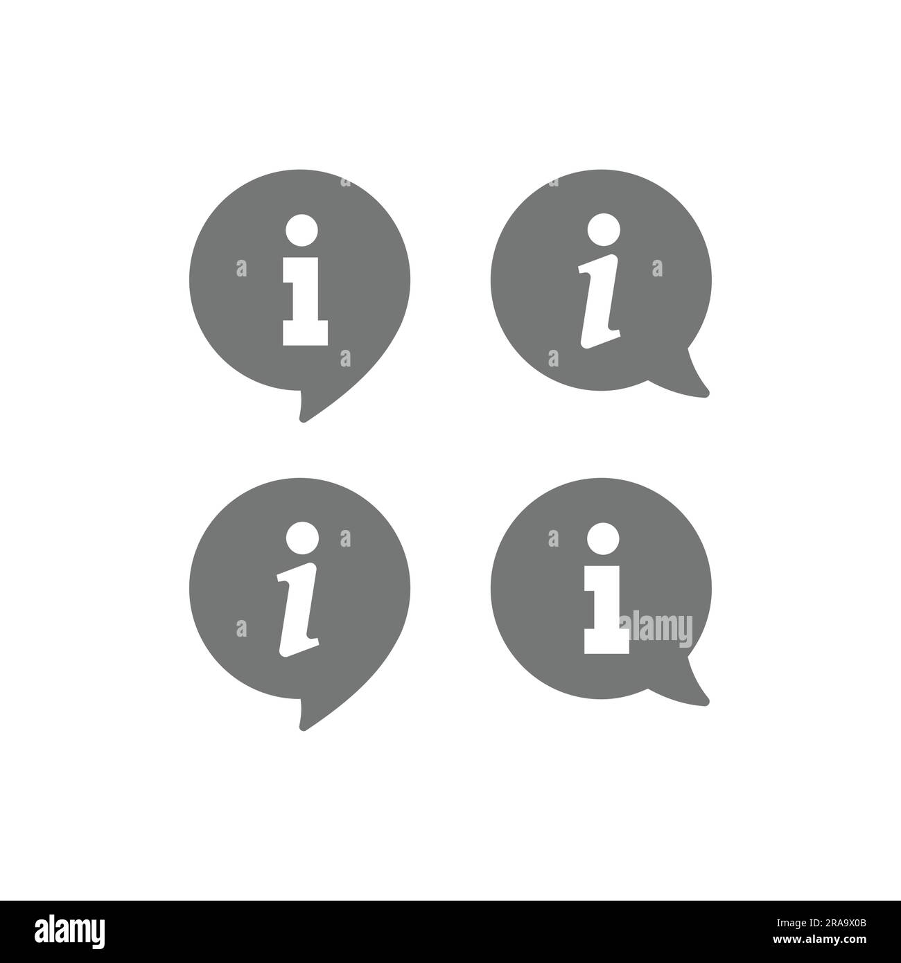Icona del vettore informazioni. Pulsante informazioni o guida nel simbolo a forma di bolla. Illustrazione Vettoriale