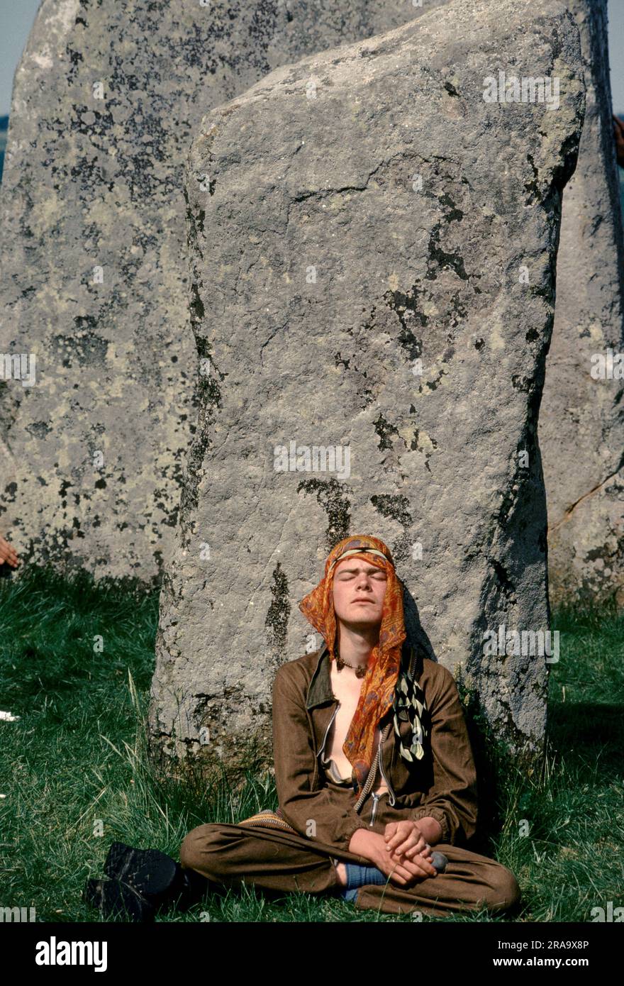 Stonehenge Free Festival al solstizio d'estate, Wiltshire, Inghilterra 21 giugno 1979. 1970S UK HOMER SYKES Foto Stock