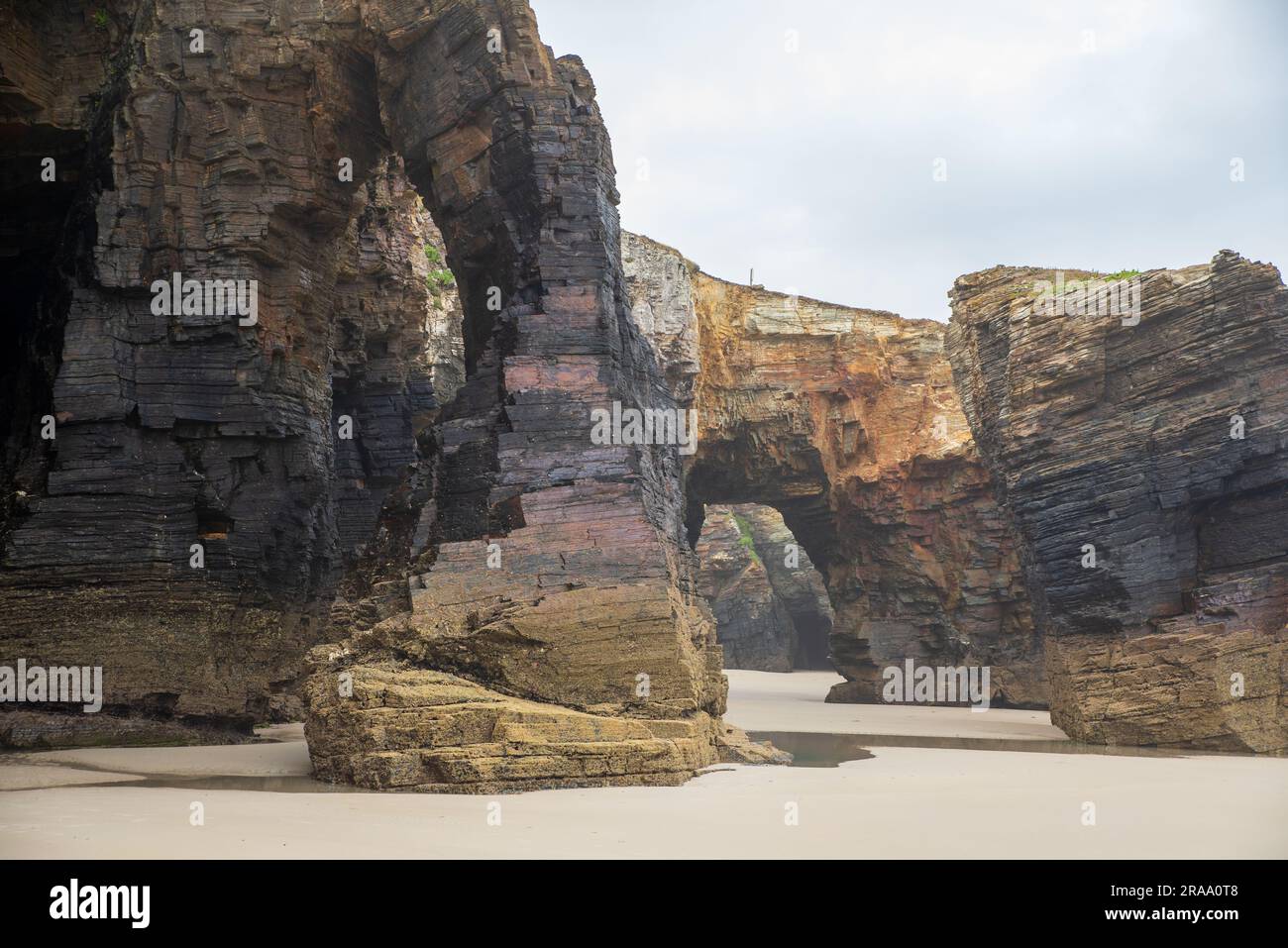 Vista aerea della spiaggia di AS Catedrais nel nord della Spagna Foto Stock