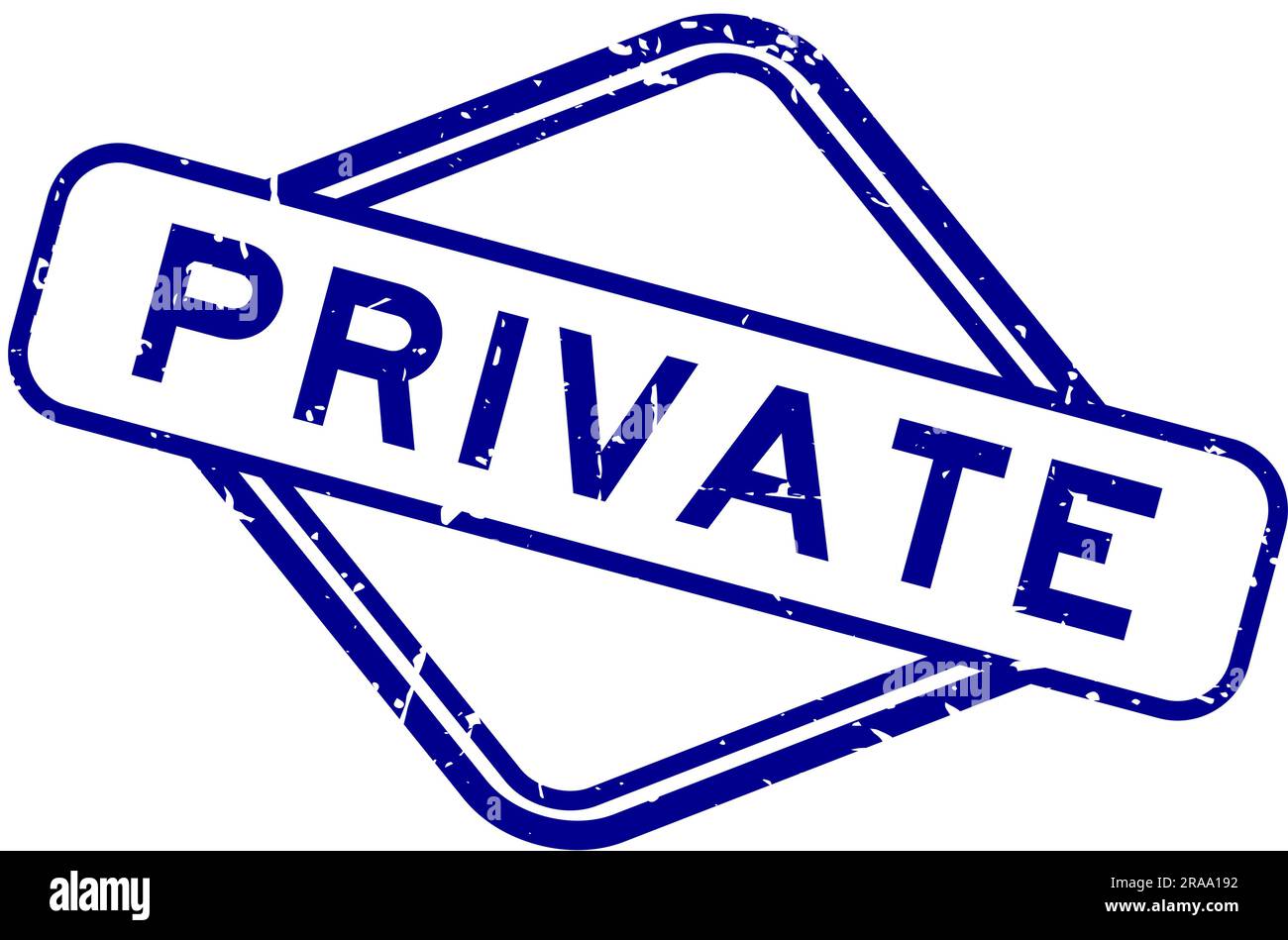 Timbro in gomma per parole private blu grunge su sfondo bianco Illustrazione Vettoriale