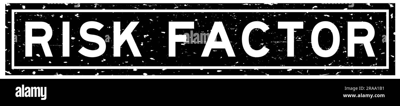 Timbro della guarnizione in gomma quadrata con fattore di rischio nero grunge su sfondo bianco Illustrazione Vettoriale