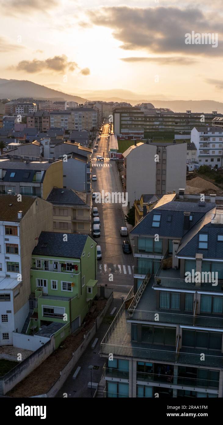 Vista aerea della città di Foz nel nord della Spagna Foto Stock