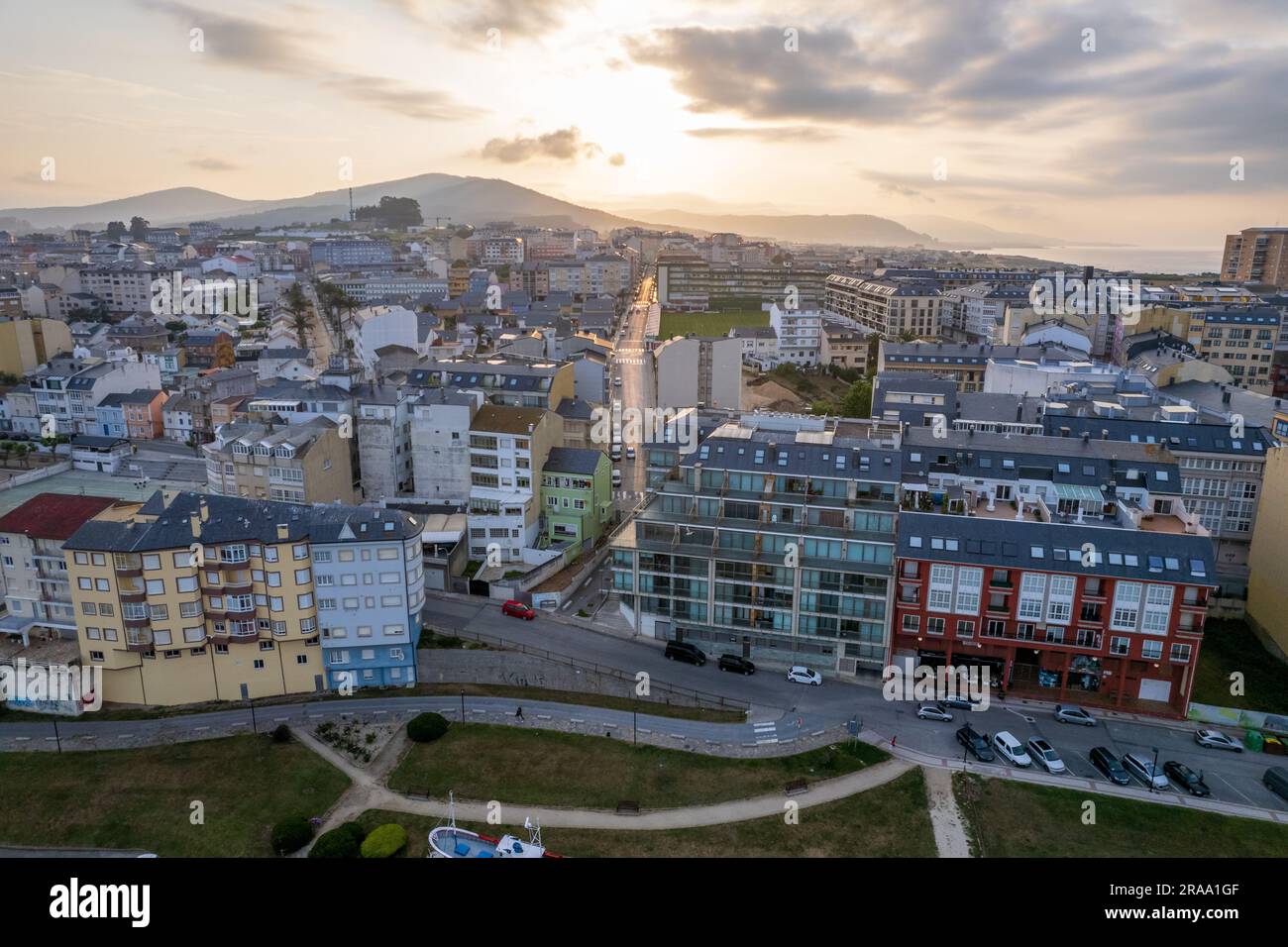 Vista aerea della città di Foz nel nord della Spagna Foto Stock
