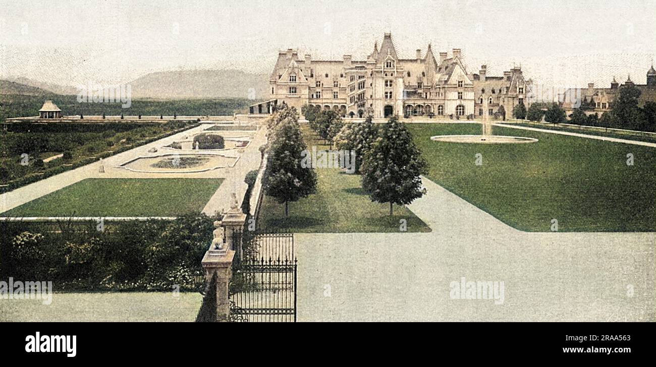 Residenza di George W Vanderbilt a Biltmore, vicino ad Asheville, North Carolina, "il luogo di campagna più costoso e magnifico d'America". Data: 1903 Foto Stock