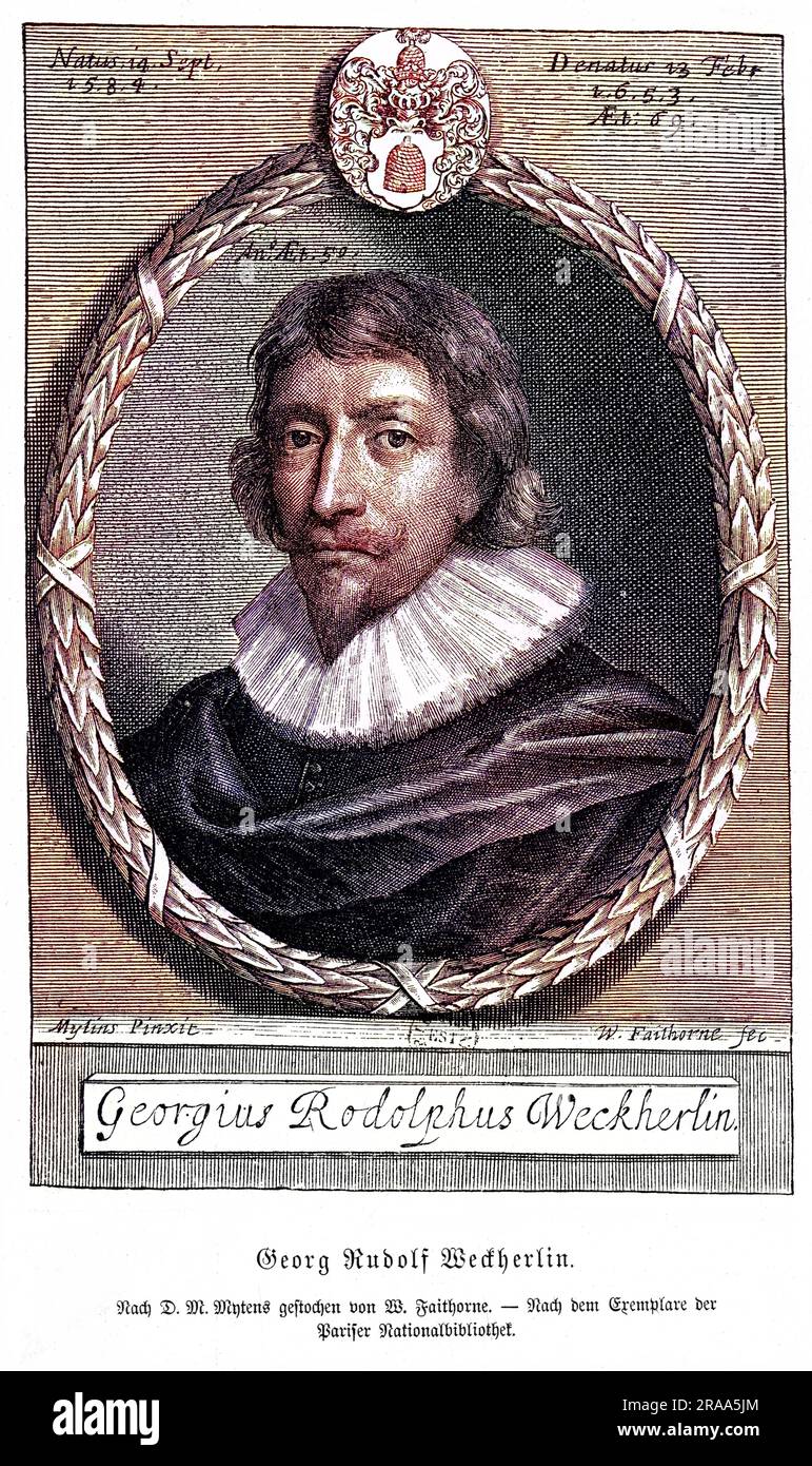 GEORG RUDOLF WECKHERLIN poeta e diplomatico tedesco Data: 1584 - 1653 Foto Stock
