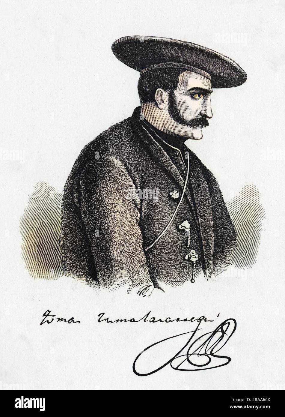 TOMAS ZUMALACARREGUI generale carlista spagnolo con il suo autografo Data: 1788 - 1835 Foto Stock