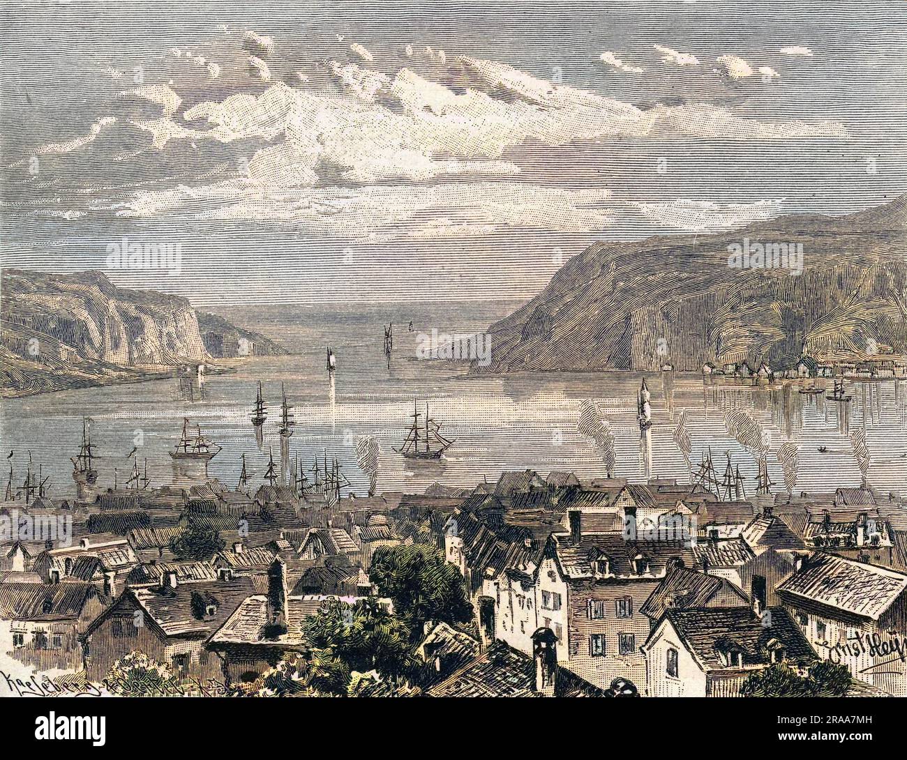 Il porto visto dall'entroterra. [Non confondere con St Johns New Brunswick] Data: Circa 1860 Foto Stock
