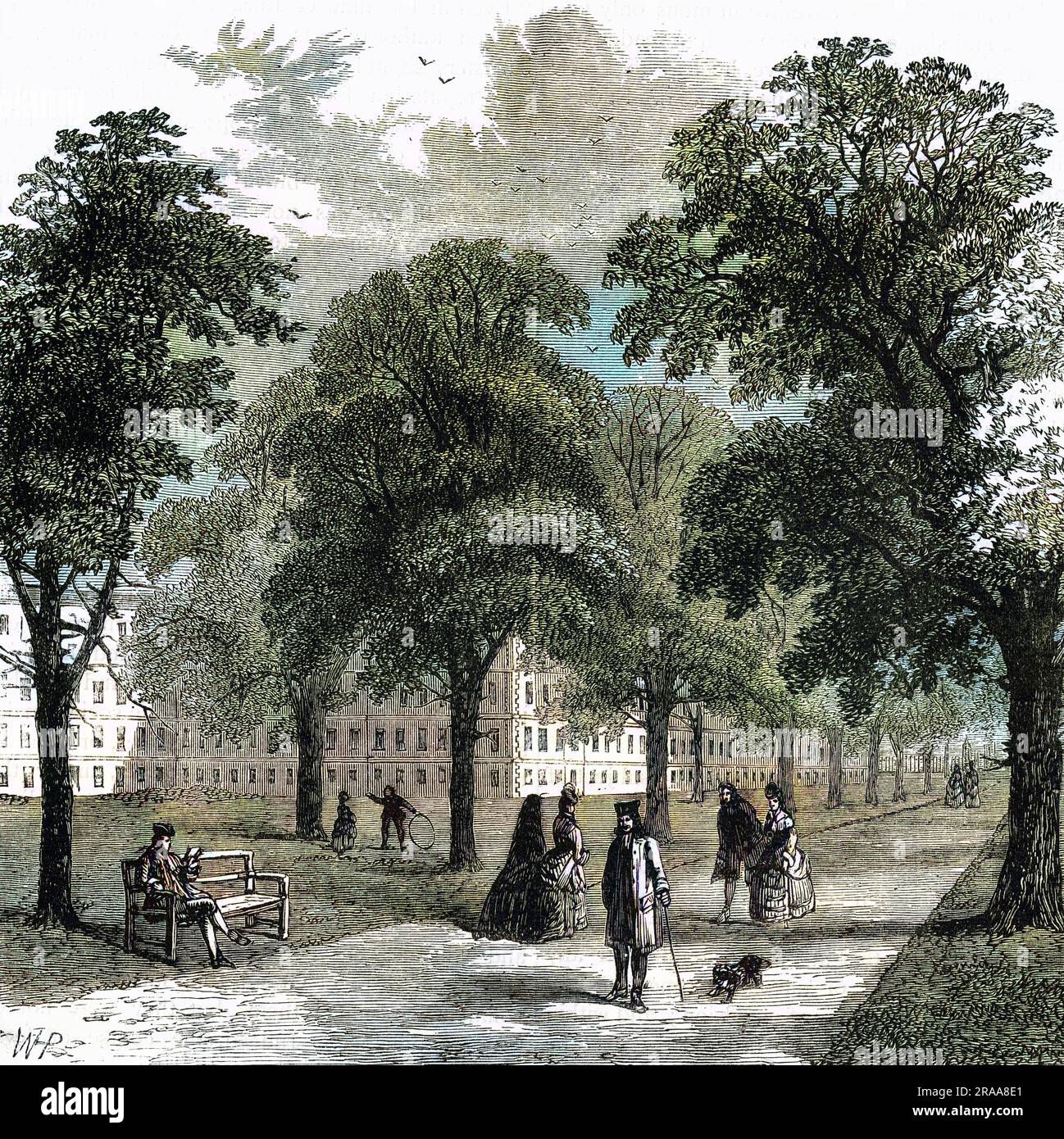 I giardini del Gray's Inn nel XVIII secolo. Data: 1770 Foto Stock