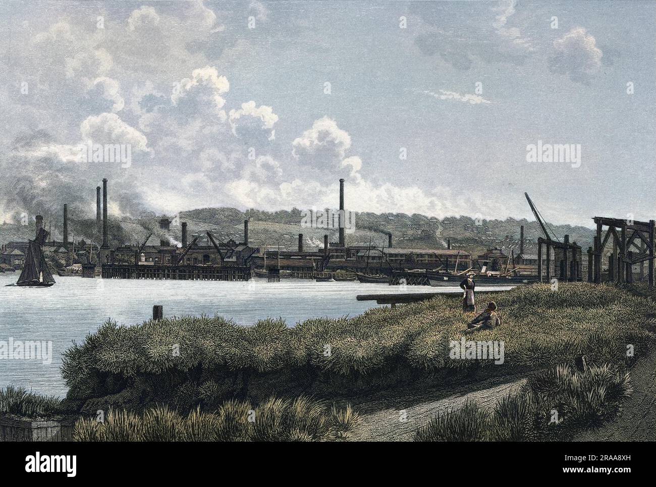 Woolwich Arsenal, vista da North Woolwich Data: Circa 1890 Foto Stock