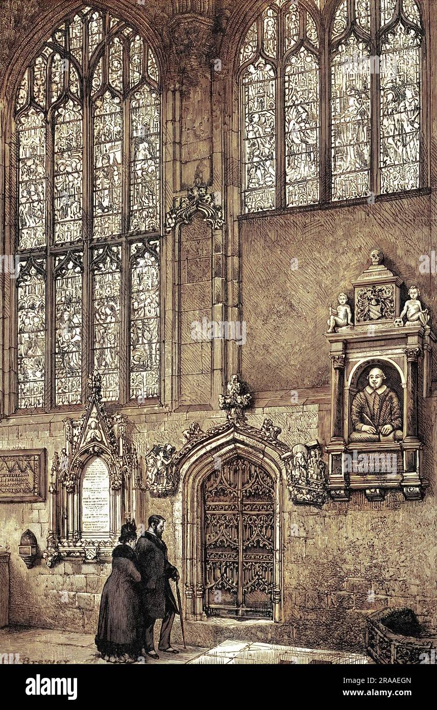Memoriale a Shakespeare nel cortile della chiesa della Santissima Trinità, Stratford on Avon, donato da visitatori americani. Data: 1564 - 1616 Foto Stock