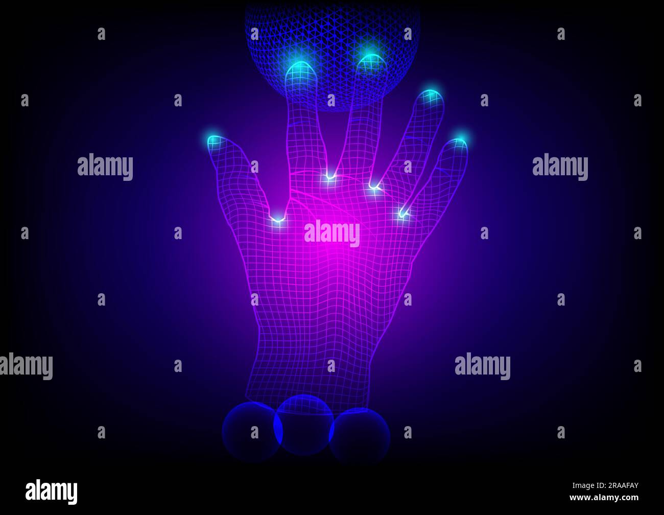 Sfondo astratto anatomia della mano cerchio della sfera codice globale tecnologia di comunicazione sfondo sfondo illustrazione vettoriale Illustrazione Vettoriale