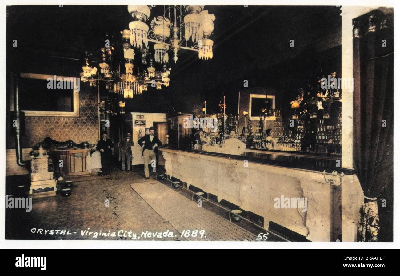 Crystal Saloon, Virginia City, Nevada, USA. Data: 1889 Foto Stock