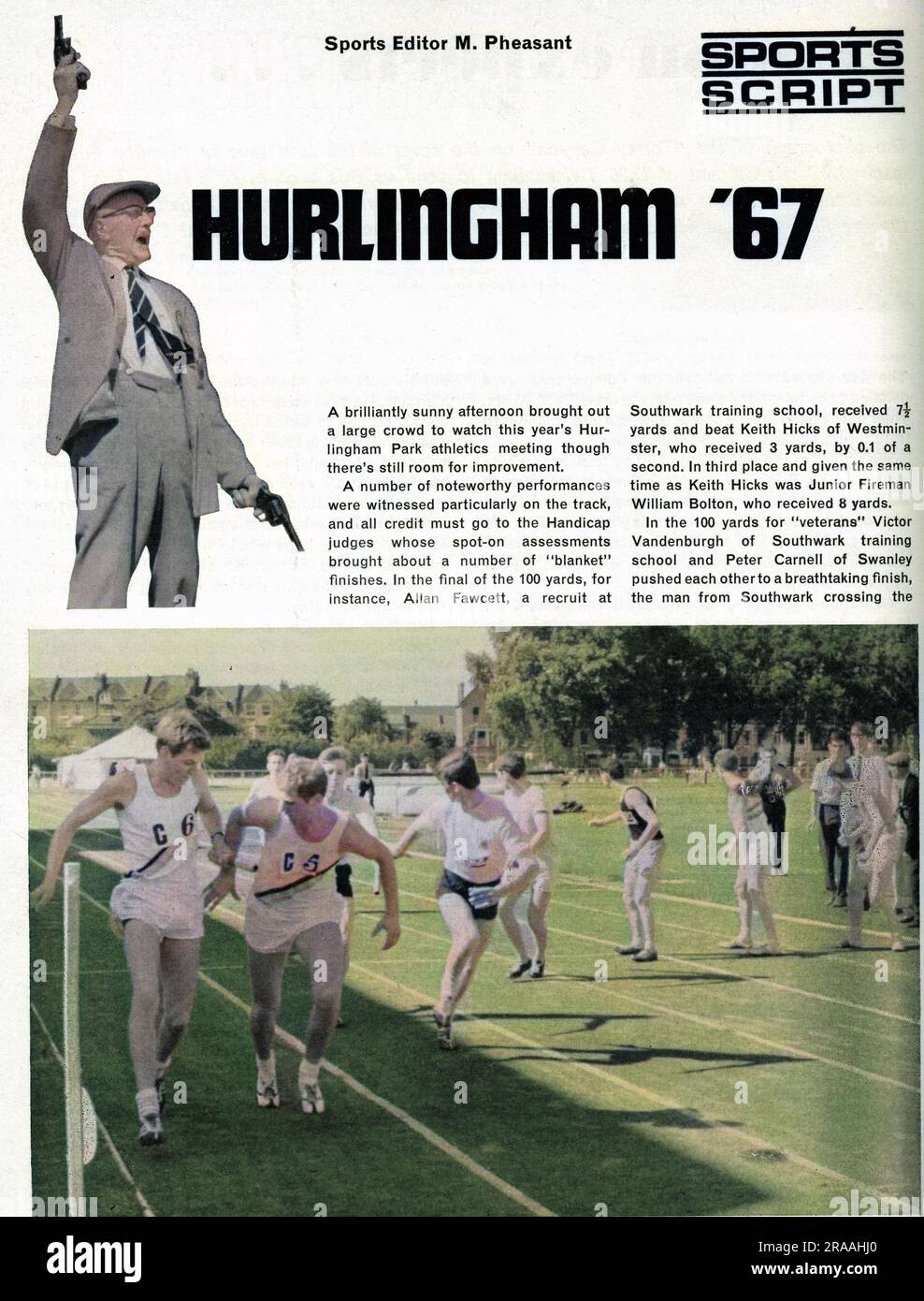 Vigili del fuoco LFB che partecipano a un evento di atletica a Hurlingham. Data: 1967 Foto Stock