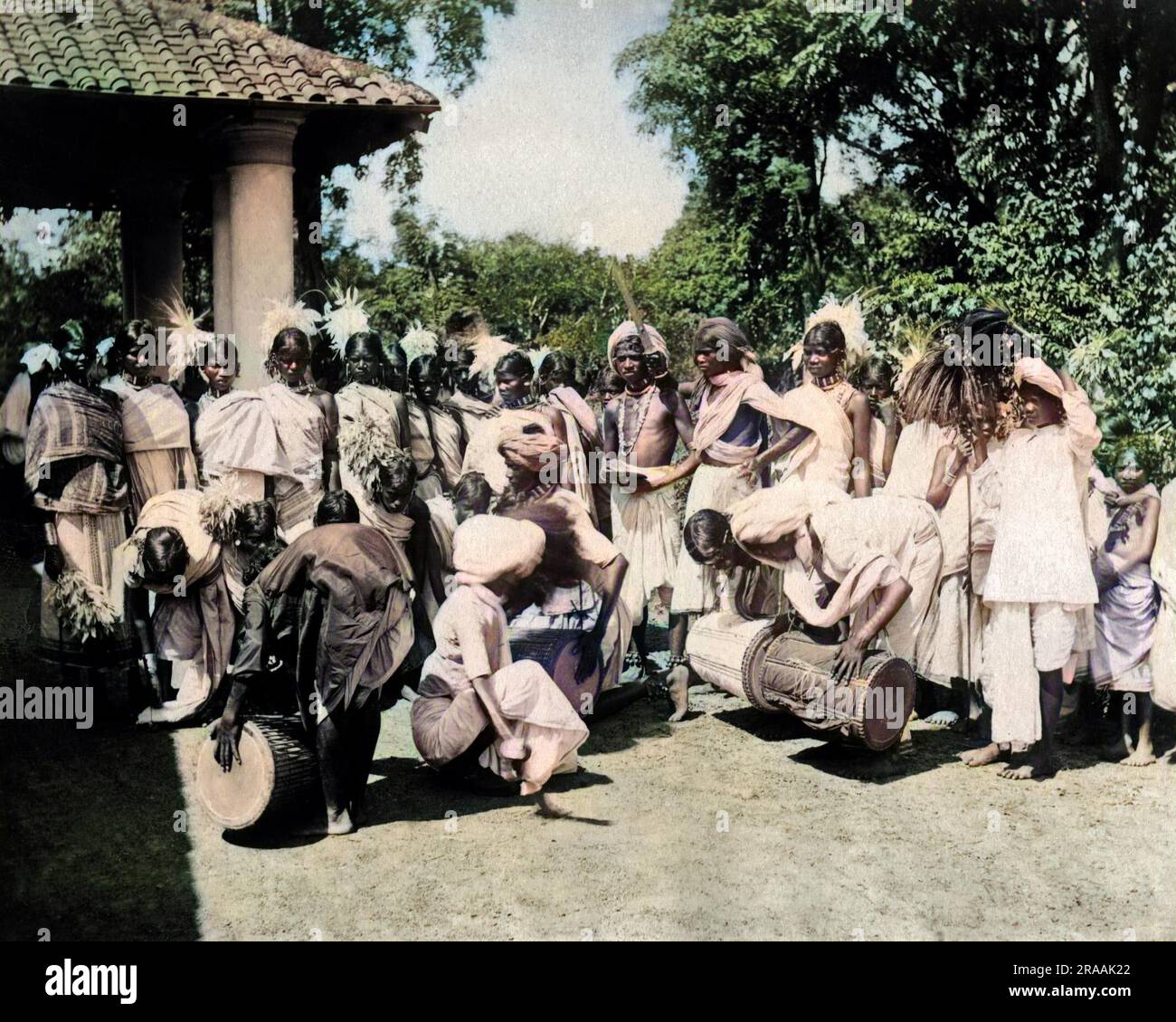 Ballerini e batteristi, Ceylon (Sri Lanka). Data: Circa 1890 Foto Stock