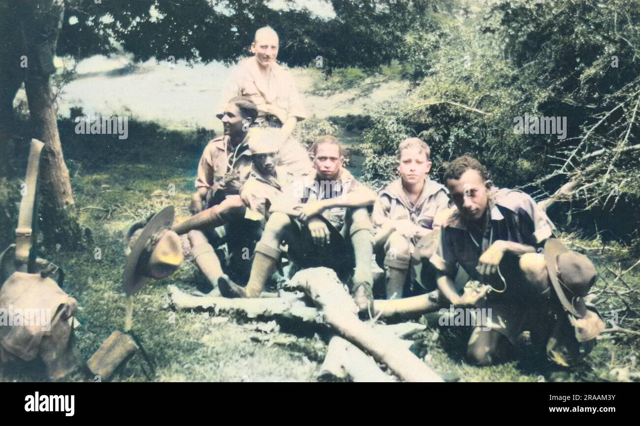 Un gruppo di boy scout alle Bahamas in un'attività all'aperto. Foto Stock