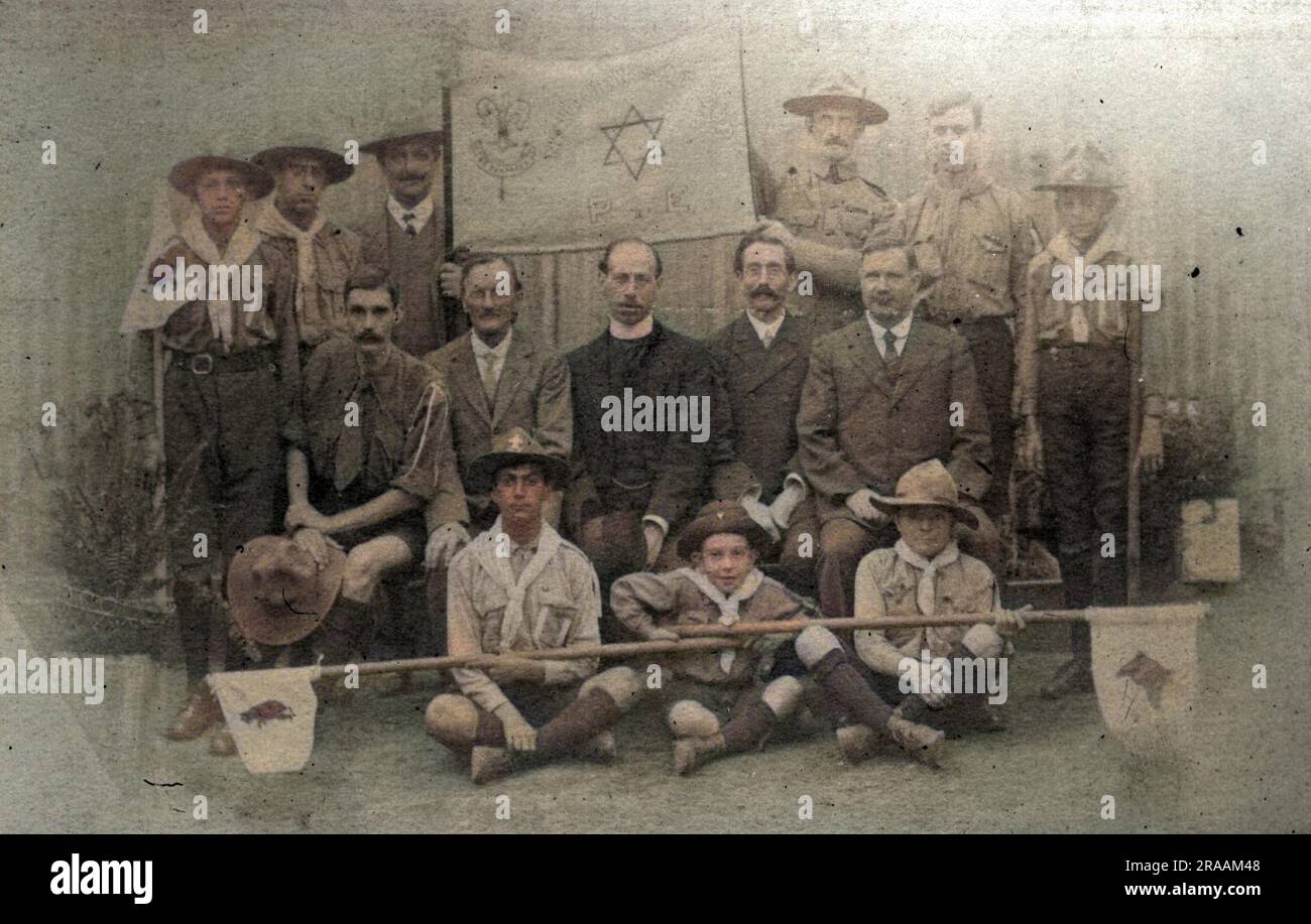 Foto di gruppo, No.10 Jewish Scout Troop, Port Elizabeth, Sud Africa. Foto Stock