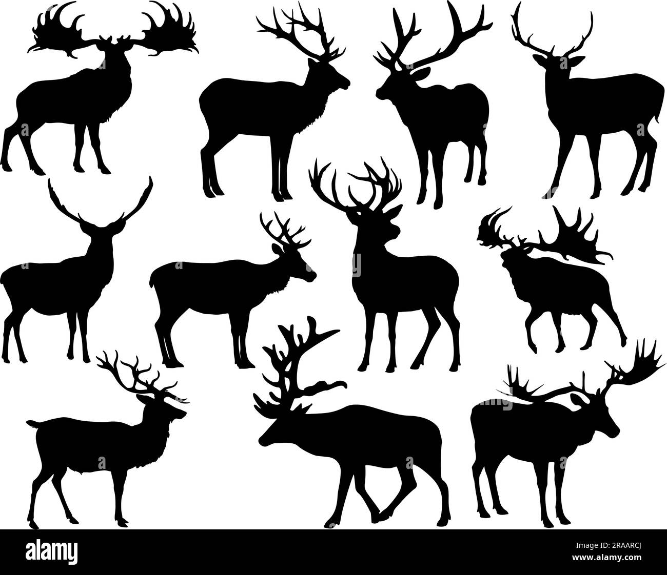 Set di silhouette Elk Illustrazione Vettoriale