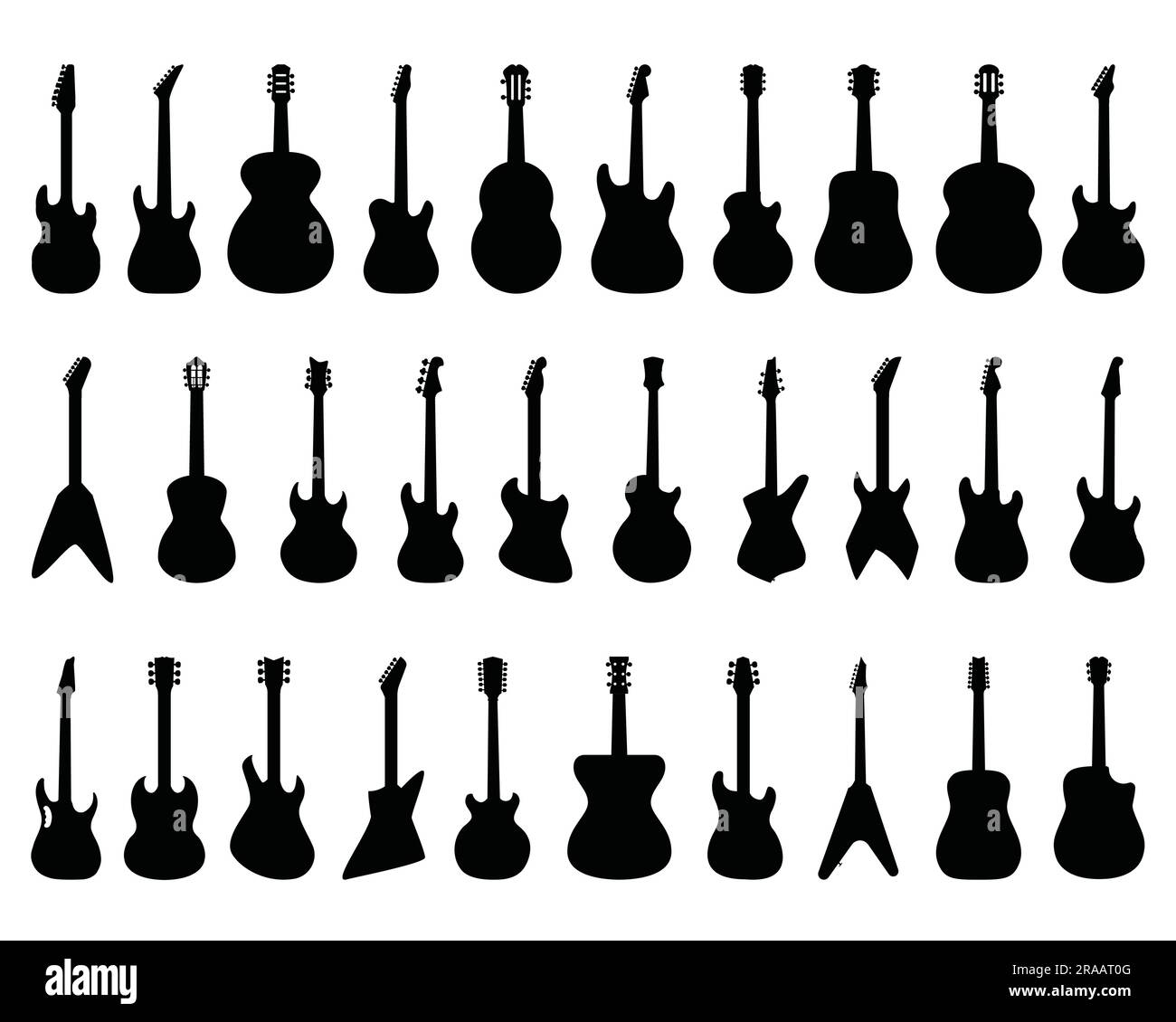 Set di silhouette per chitarra Illustrazione Vettoriale