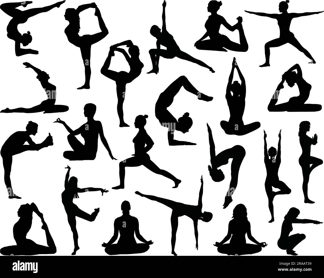 Set di silhouette yoga Illustrazione Vettoriale