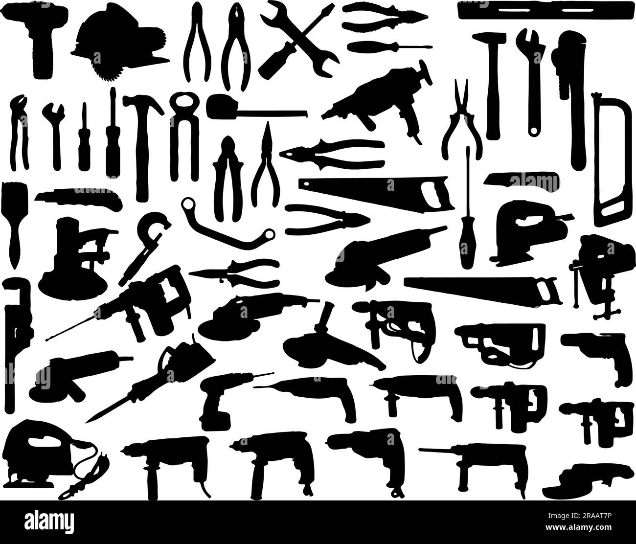 Set di silhouette dell'attrezzatura Illustrazione Vettoriale