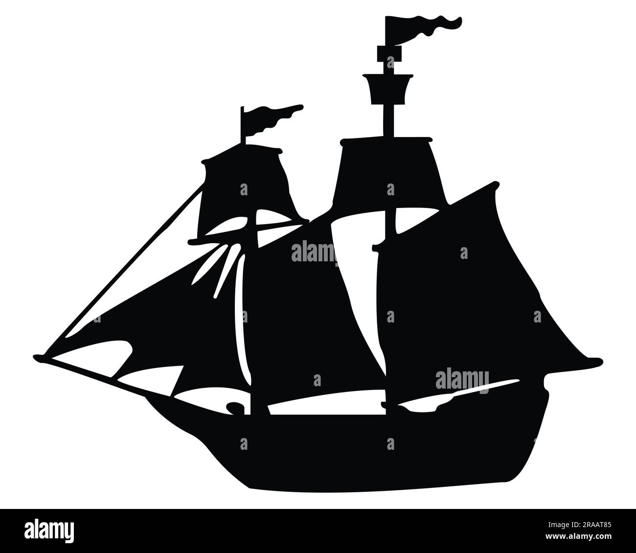 Sagoma della nave pirata Illustrazione Vettoriale