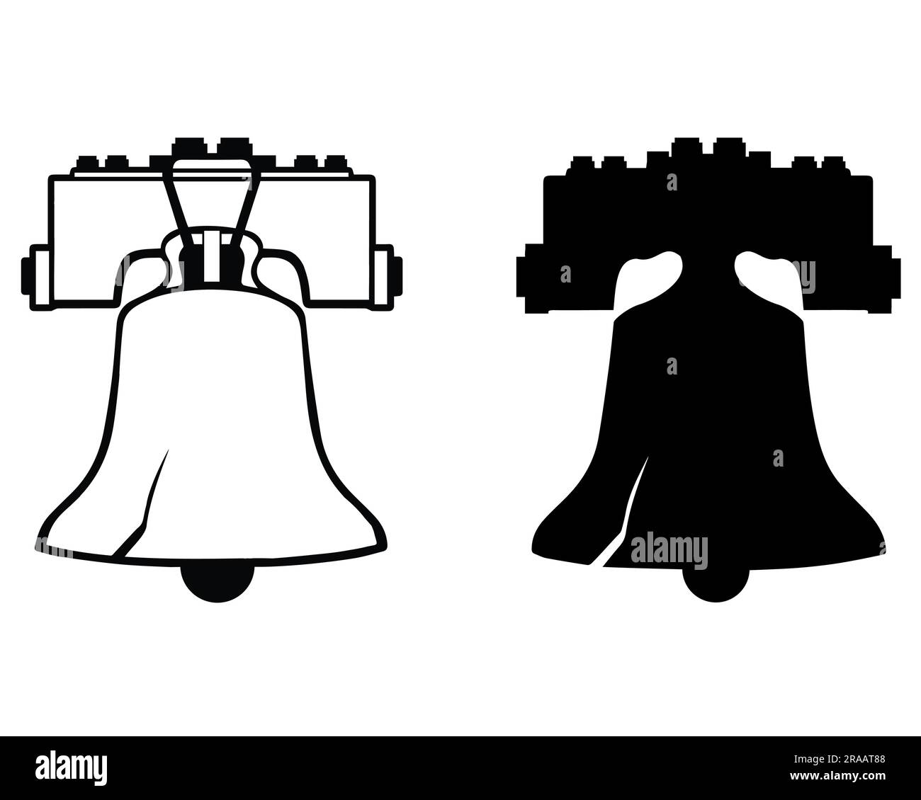 Set di silhouette Liberty Bell Illustrazione Vettoriale