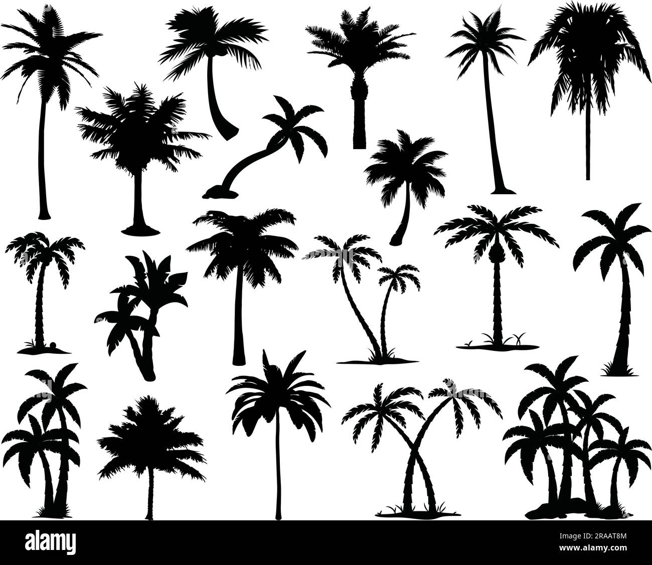 Set di silhouette Palm Trees Illustrazione Vettoriale