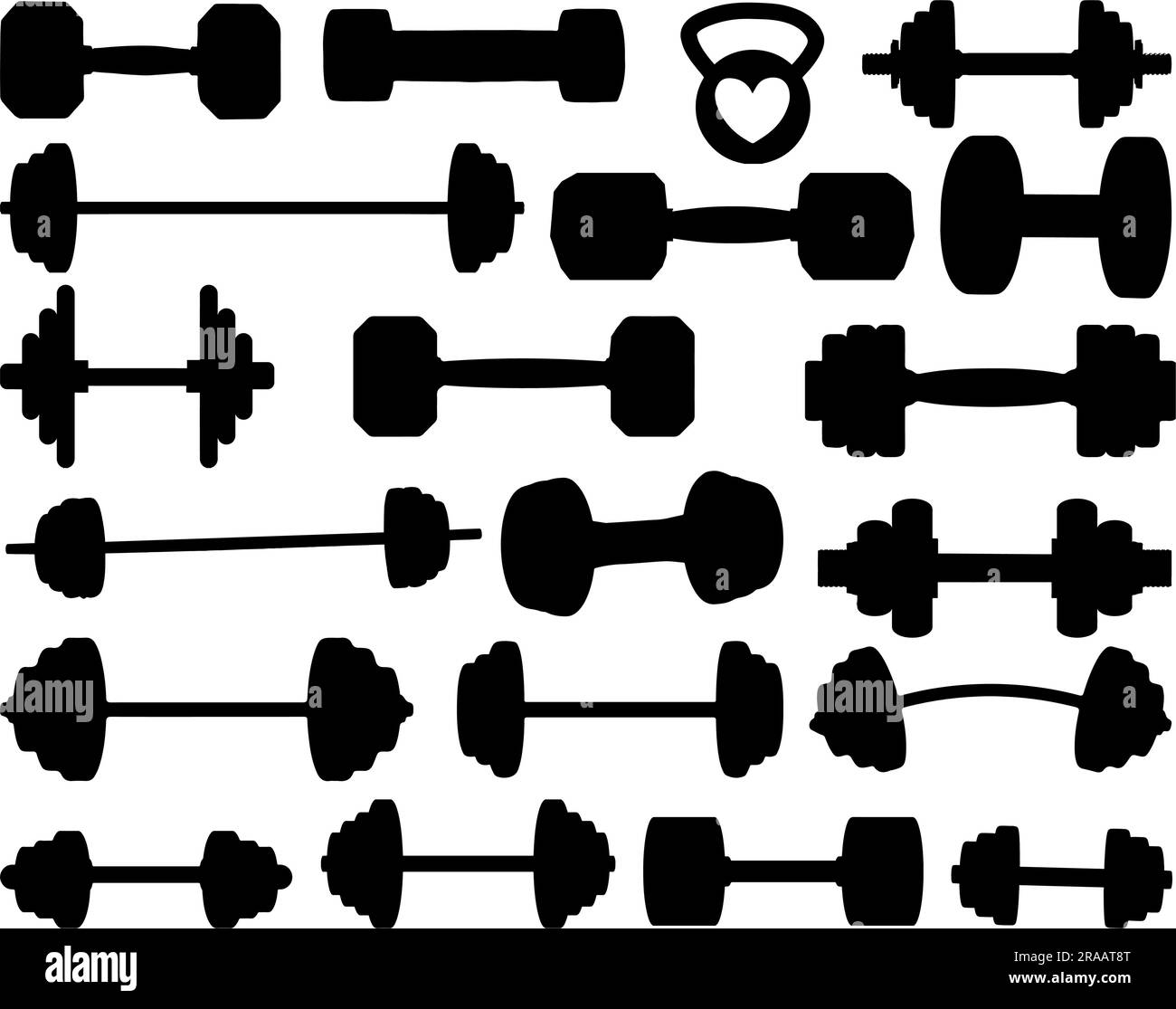 Set di silhouette Barbell Illustrazione Vettoriale