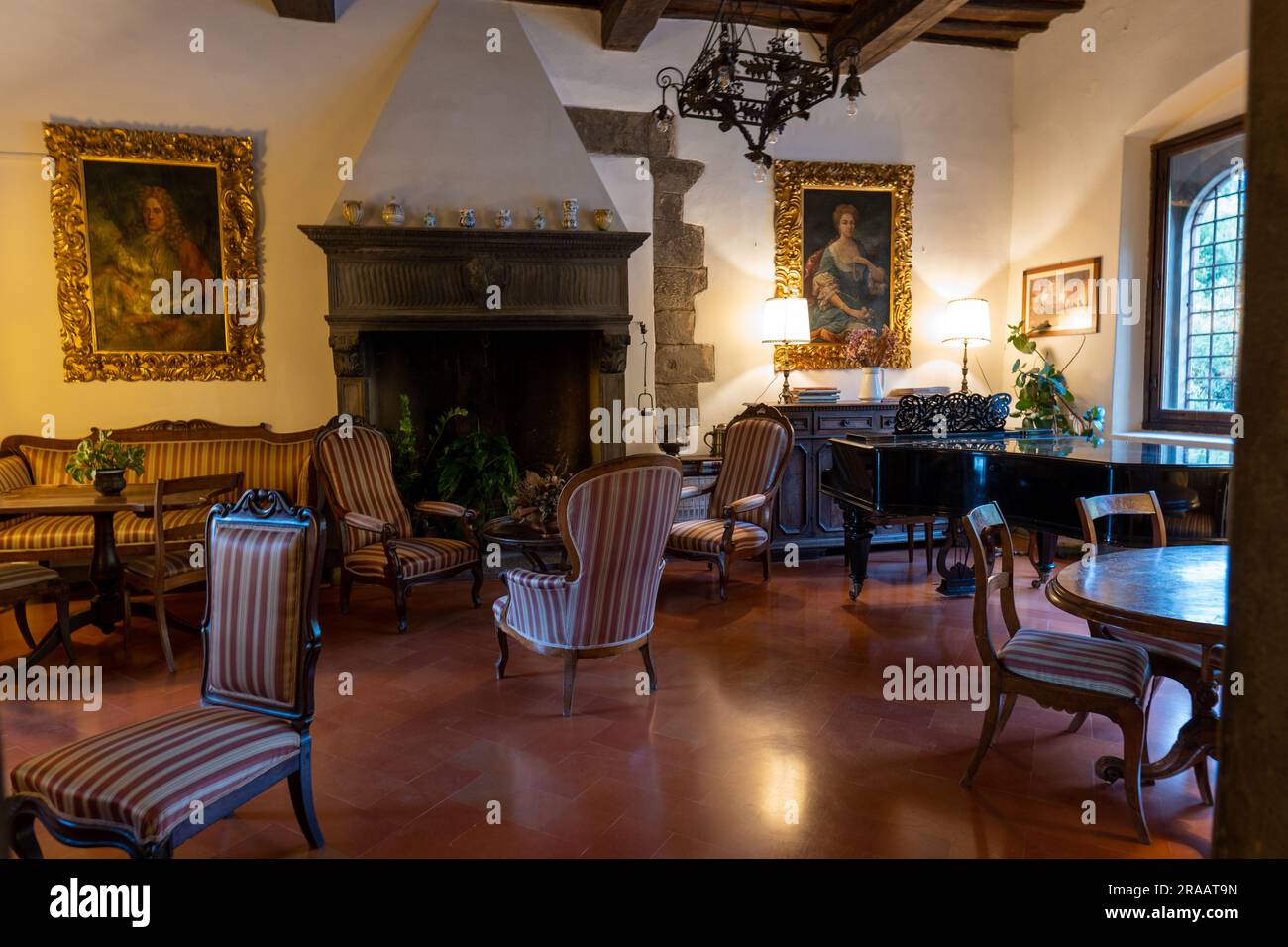 Camere d'epoca in un hotel a Firenze Foto Stock