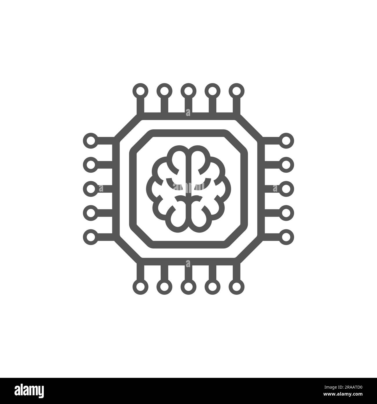 Icona del processore di intelligenza artificiale per siti Web e design piatto mobile. CPU ai mobile. Tratto modificabile. EPS 10 Illustrazione Vettoriale