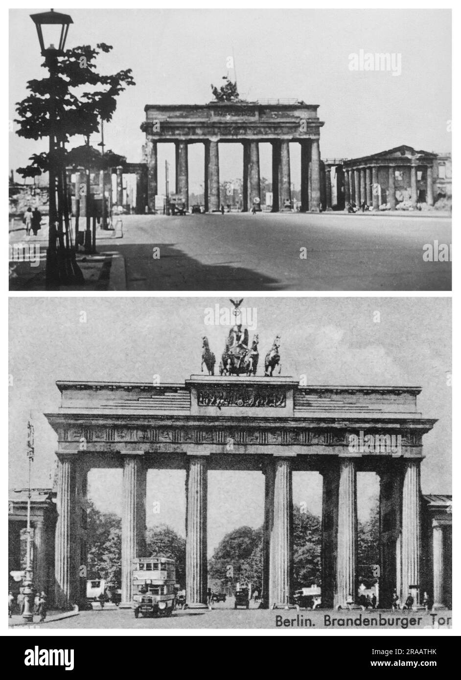 Berlino, porta di Brandeburgo trionfale, anni 1930 e 1945 Foto Stock
