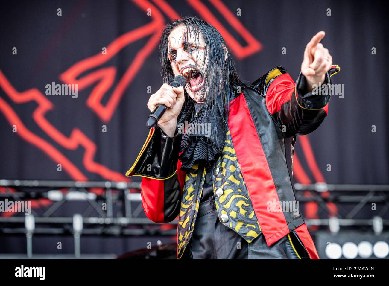 Oslo, Norvegia. 22 giugno 2023. La band heavy metal svedese Avatar esegue un concerto dal vivo durante il festival musicale norvegese Tons of Rock 2023 a Oslo. Qui il cantante Johannes Eckerström è visto dal vivo sul palco. (Foto: Gonzales Photo -Terje Dokken). Foto Stock