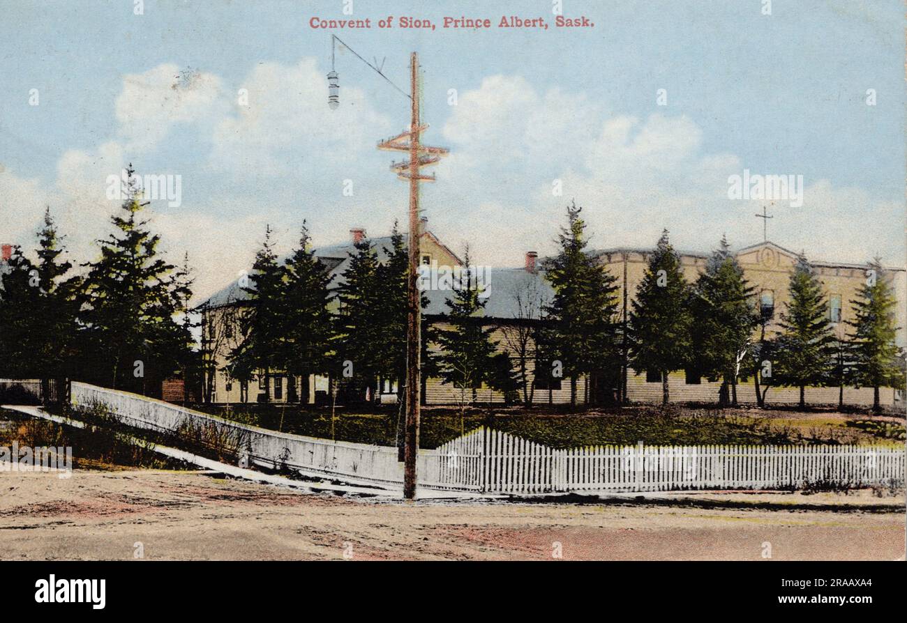 Convento di Sion, Prince Albert Saskatchewan Canada, circa 1912 cartoline. fotografo non identificato Foto Stock