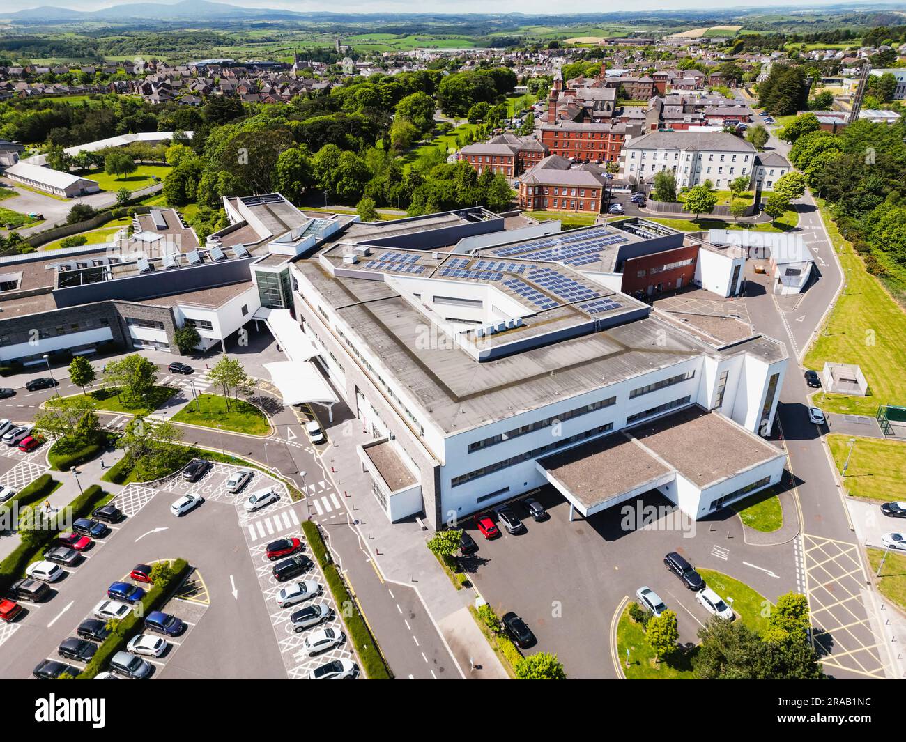 Foto aerea del Downe Hospital, Downpatrick, Irlanda del Nord Foto Stock