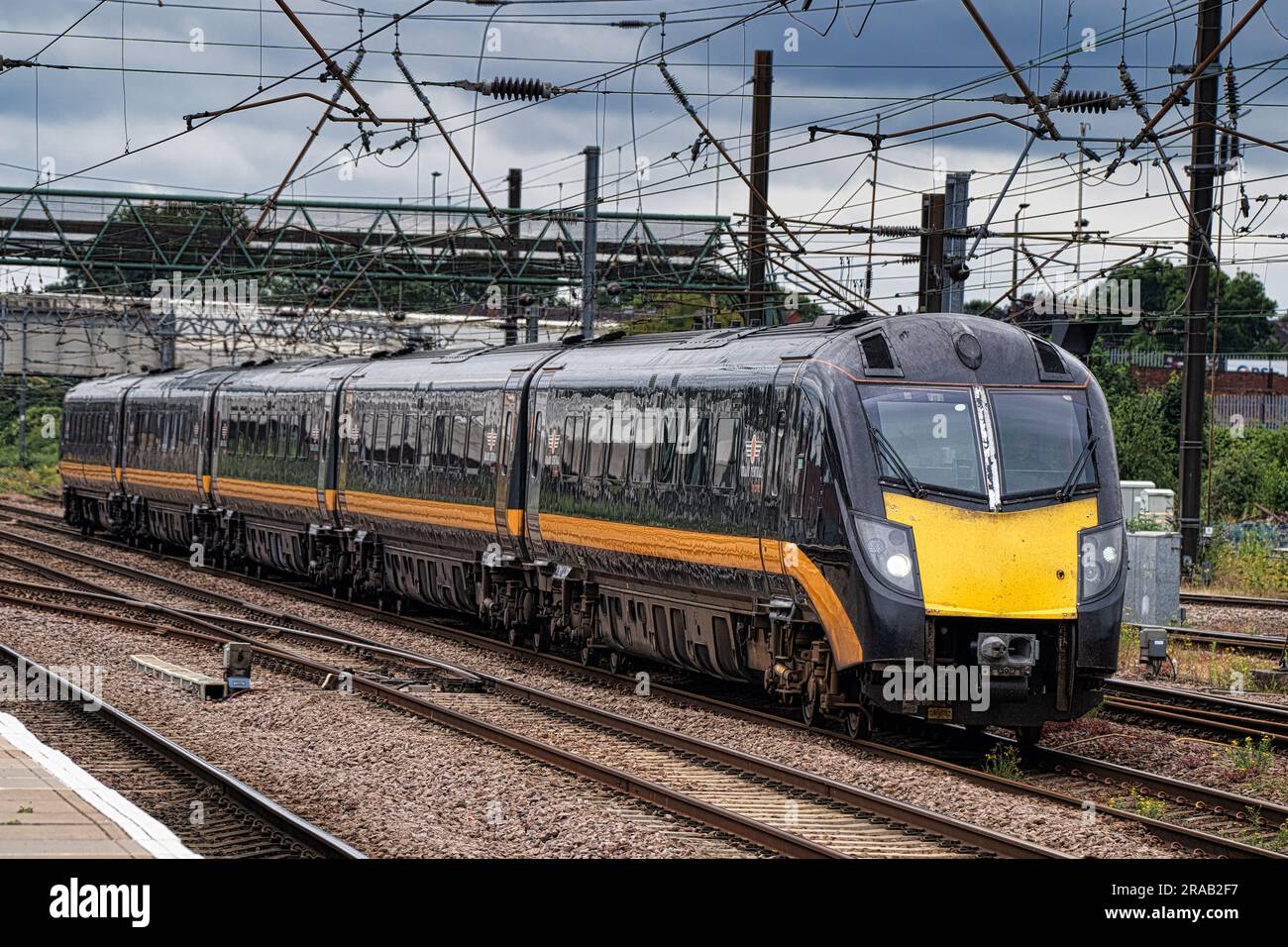 Grand Central arriva sulla East Coast Main Line, Doncaster Foto Stock