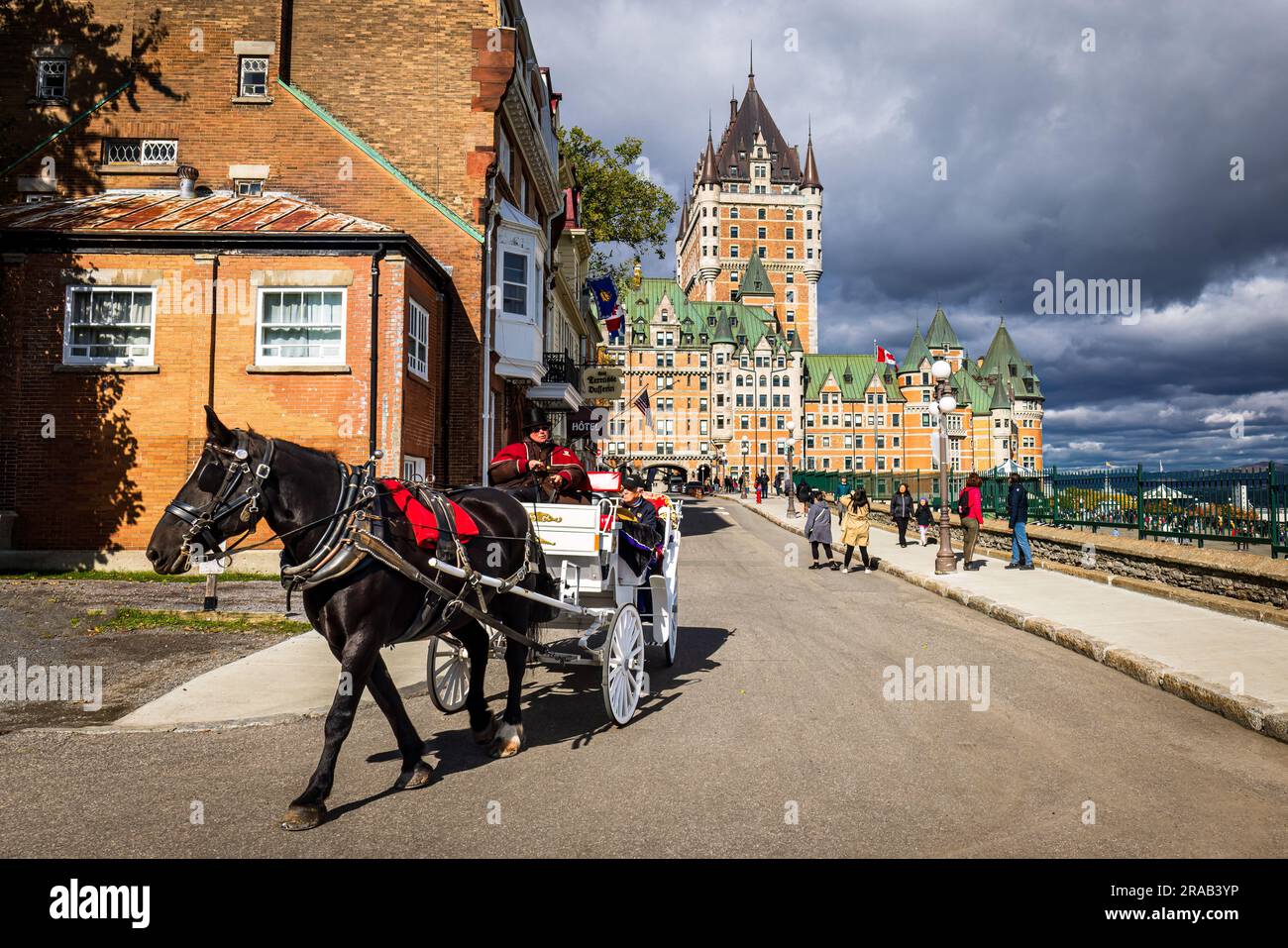 Quebec, vista del castello Frontenac, l'edificio emblematico della città. Foto Stock