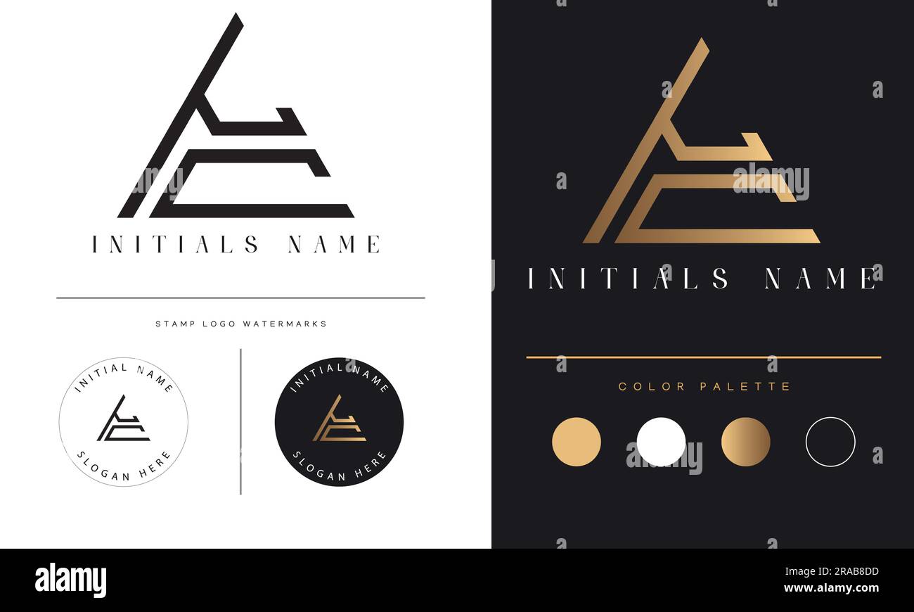 Design logo Luxury YC o CY con monogramma iniziale lettera di testo Illustrazione Vettoriale