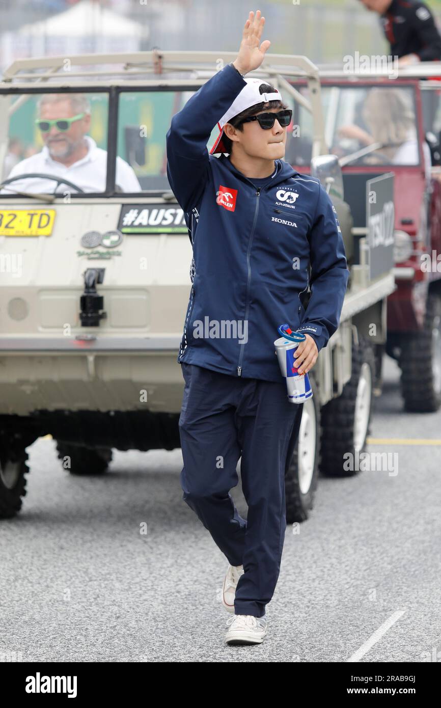 Spielberg, Austria. 2 luglio 2023. Formula 1 Rolex Gran Premio d'Austria al Red Bull Ring, Austria. Nella foto: Yuki Tsunoda (JPN) di Scuderia AlphaTauri © Piotr Zajac/Alamy Live News Foto Stock