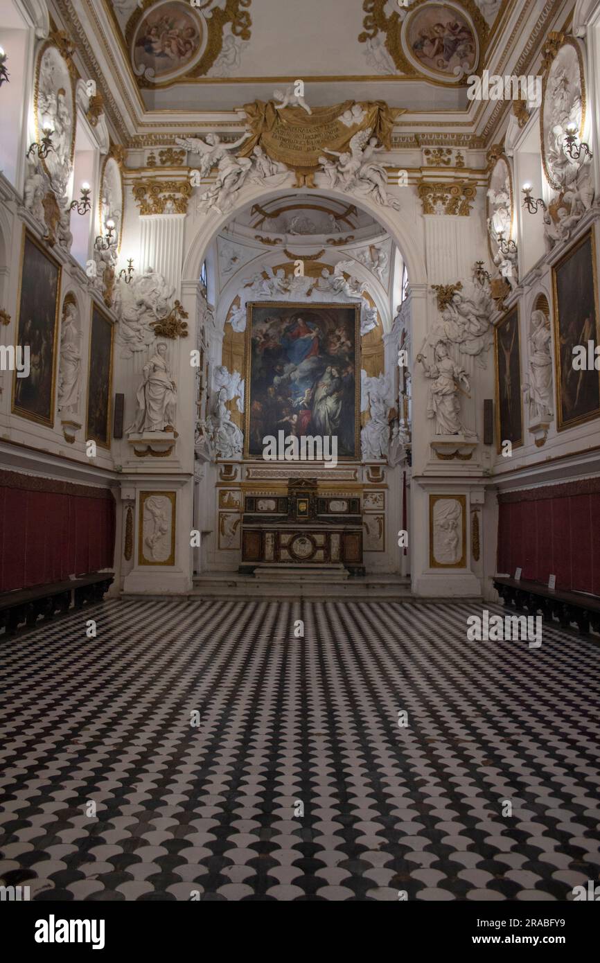 L'interno barocco dell'Oratorio del Rosario di San Domenico - Oratorio de San Domenico - Palermo, Sicilia Foto Stock