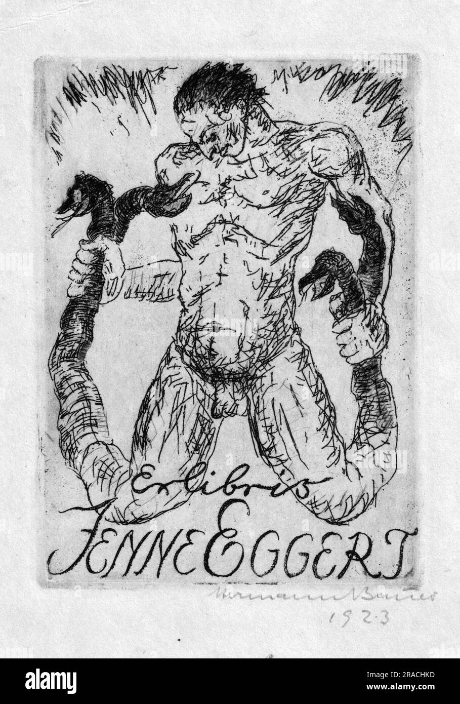 Hermann Bauer (1892-1976) - Ex Libris Jenne Eggert, 1923 Foto Stock