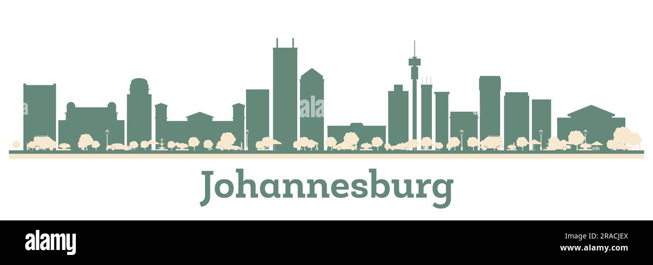 Abstract Johannesburg Africa City Skyline con Color Buildings. Illustrazione vettoriale. Business Travel and Tourism Concept con architettura moderna. Illustrazione Vettoriale