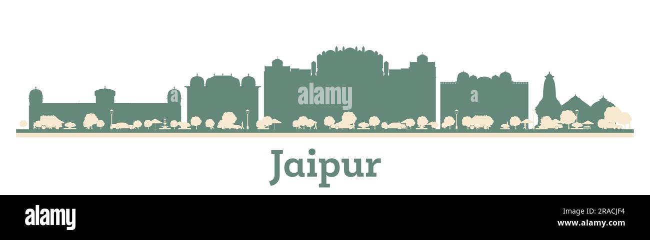 Abstract skyline di Jaipur India City con Color Buildings. Illustrazione vettoriale. Business Travel and Tourism Concept con architettura moderna. Illustrazione Vettoriale