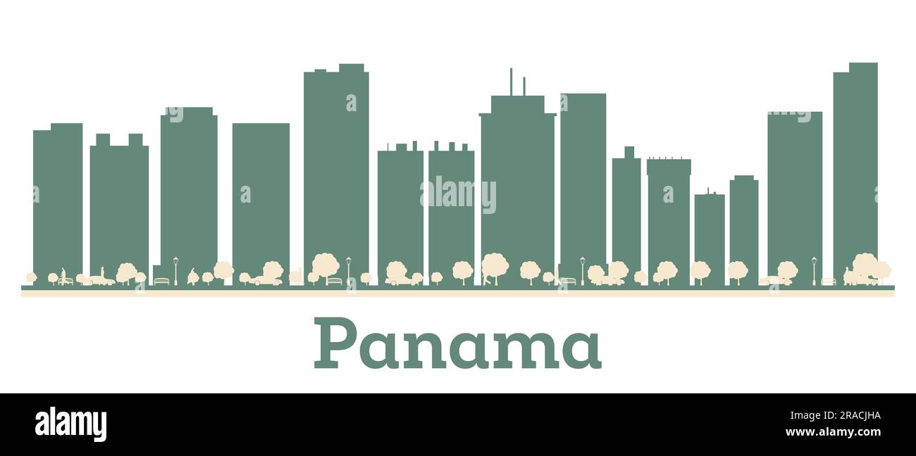 Skyline astratto di Panama City con edifici a colori. Illustrazione vettoriale. Business Travel and Tourism Concept con architettura moderna. Illustrazione Vettoriale