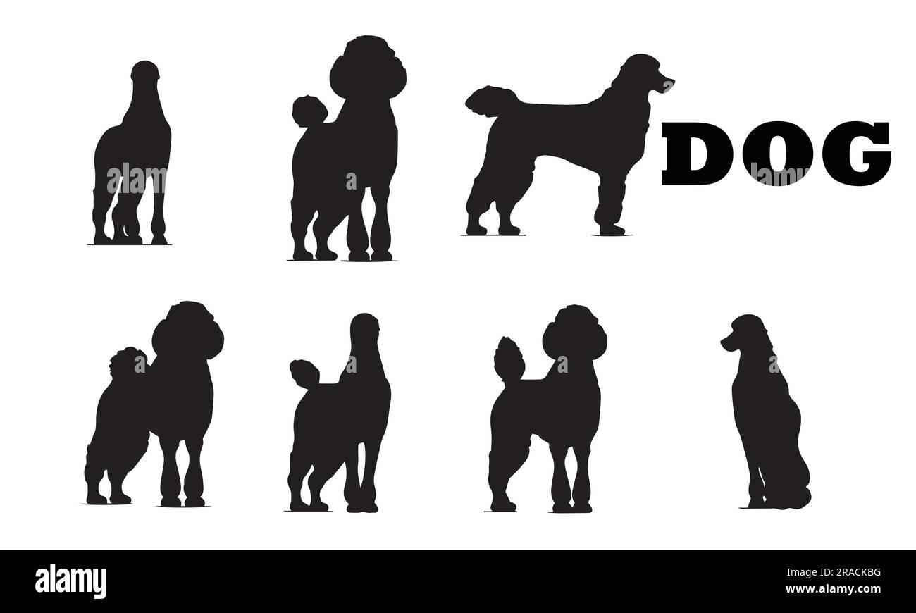 Una serie di illustrazioni vettoriali di silhouette dog Illustrazione Vettoriale