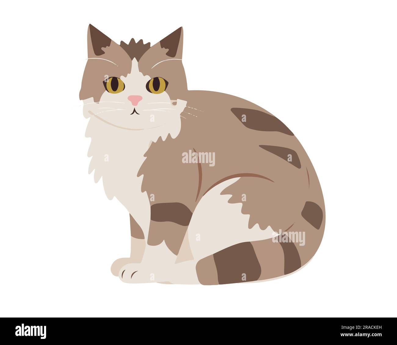 Illustrazione vettoriale cute Flat Cat Illustrazione Vettoriale