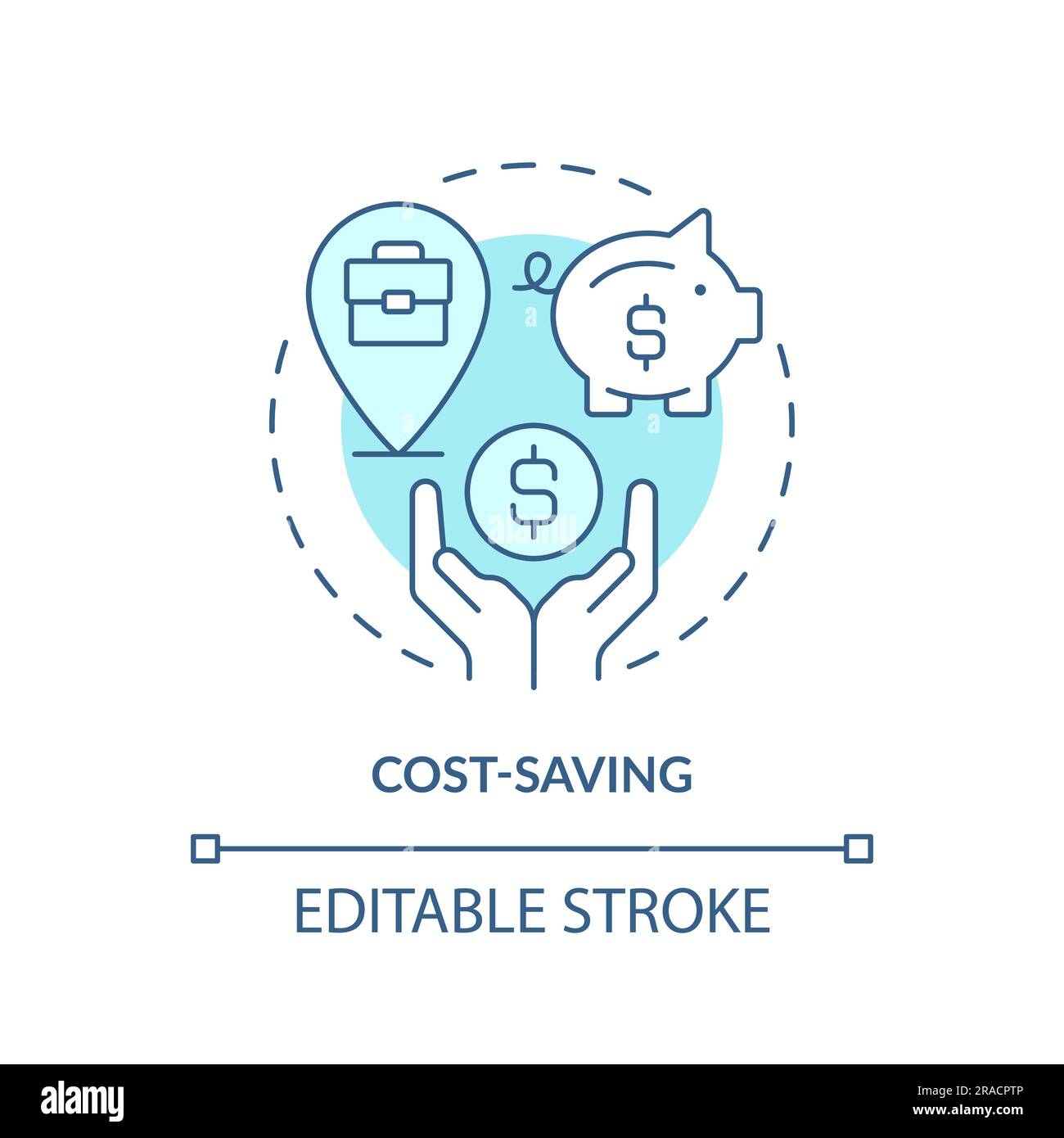 Icona del concetto di turchese per il risparmio sui costi Illustrazione Vettoriale